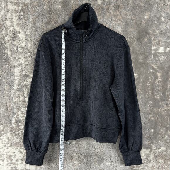 Mondetta Size M Stretch Mock Neck Half Zip Sweater Gray Long Sleeve Pullover - Picture 2 of 9